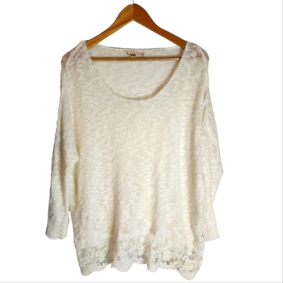 Creme lace knit sweater - Picture 2 of 8